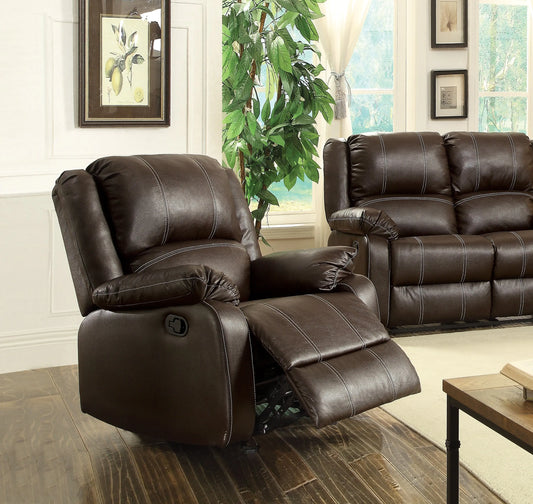 Zuriel Brown PU Rocker Recliner (Motion) ACME East