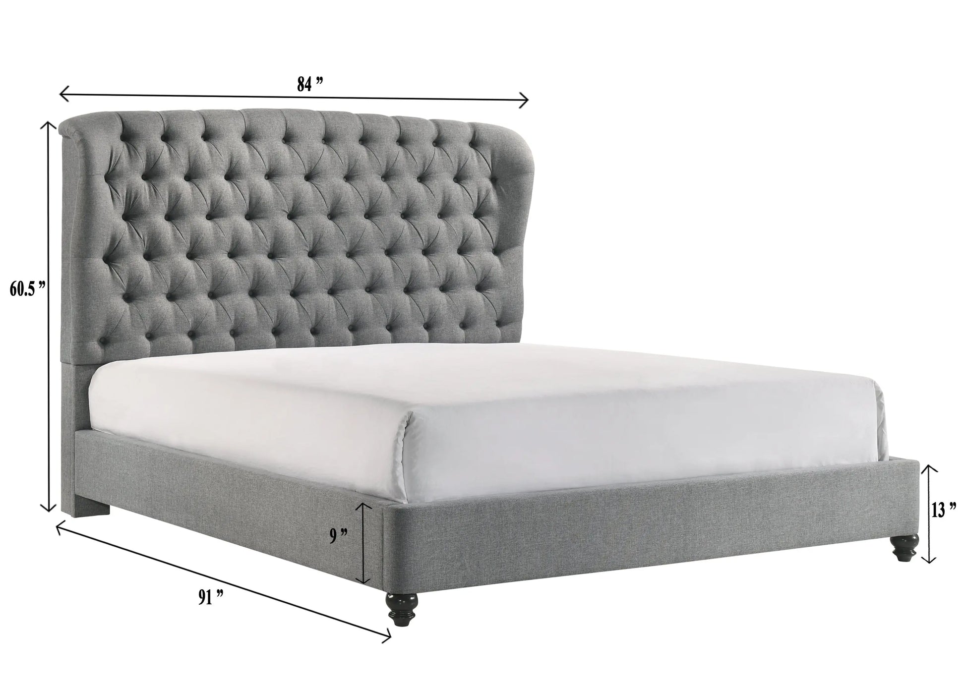 Linda Gray King Upholstered Panel Bed Crown Mark