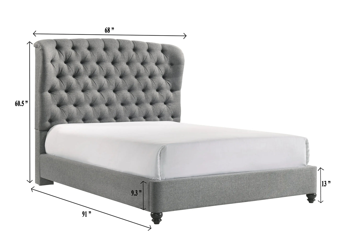 Linda Gray Queen Upholstered Panel Bed Crown Mark