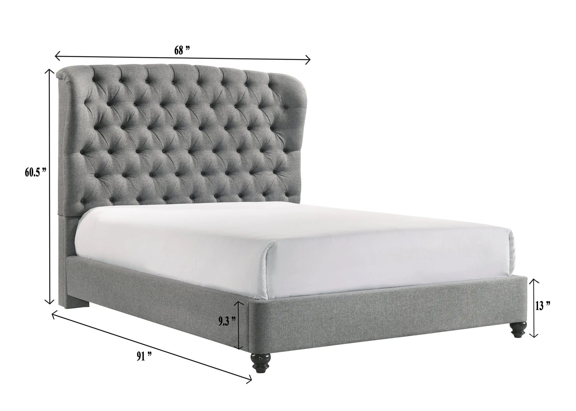 Linda Gray Queen Upholstered Panel Bed Crown Mark