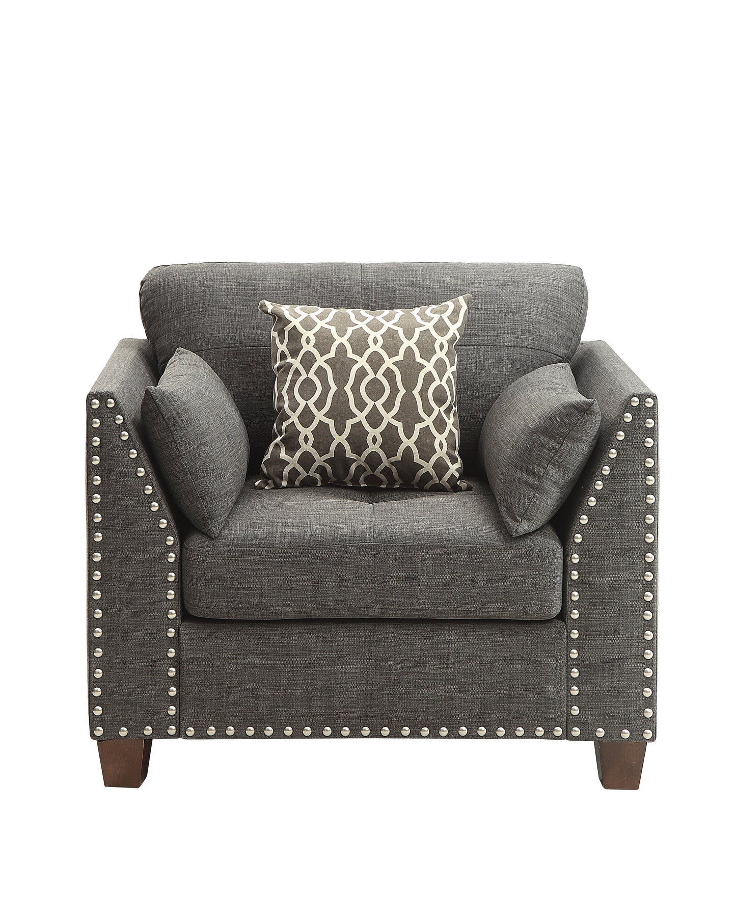 Laurissa Light Charcoal Linen Chair & 3 Pillows ACME East