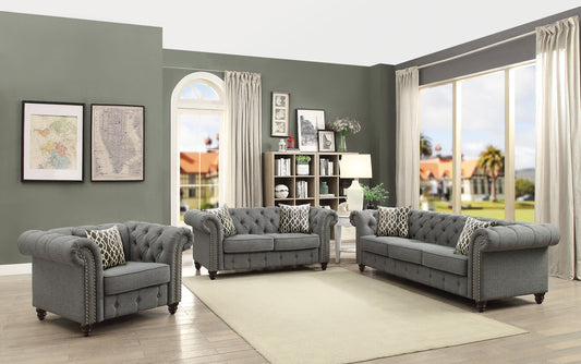 Aurelia Gray Linen Sofa w/2 Pillows ACME East