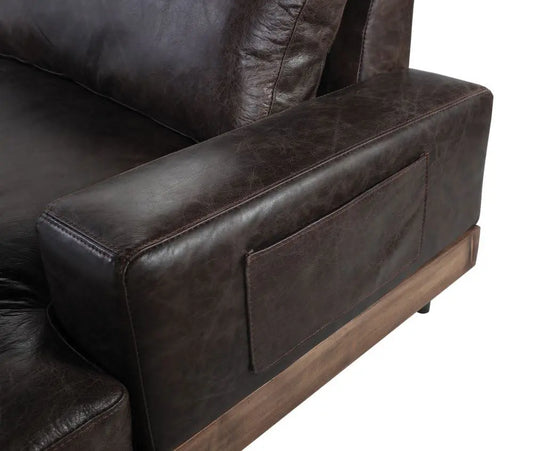 Silchester Oak & Distress Chocolate Top Grain Leather Sofa ACME East