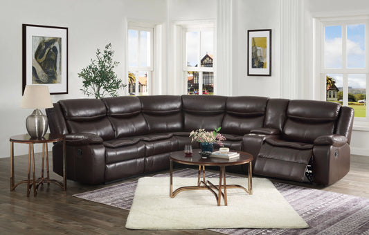 Tavin Espresso Leather-Aire Match Sectional Sofa (Motion) ACME East