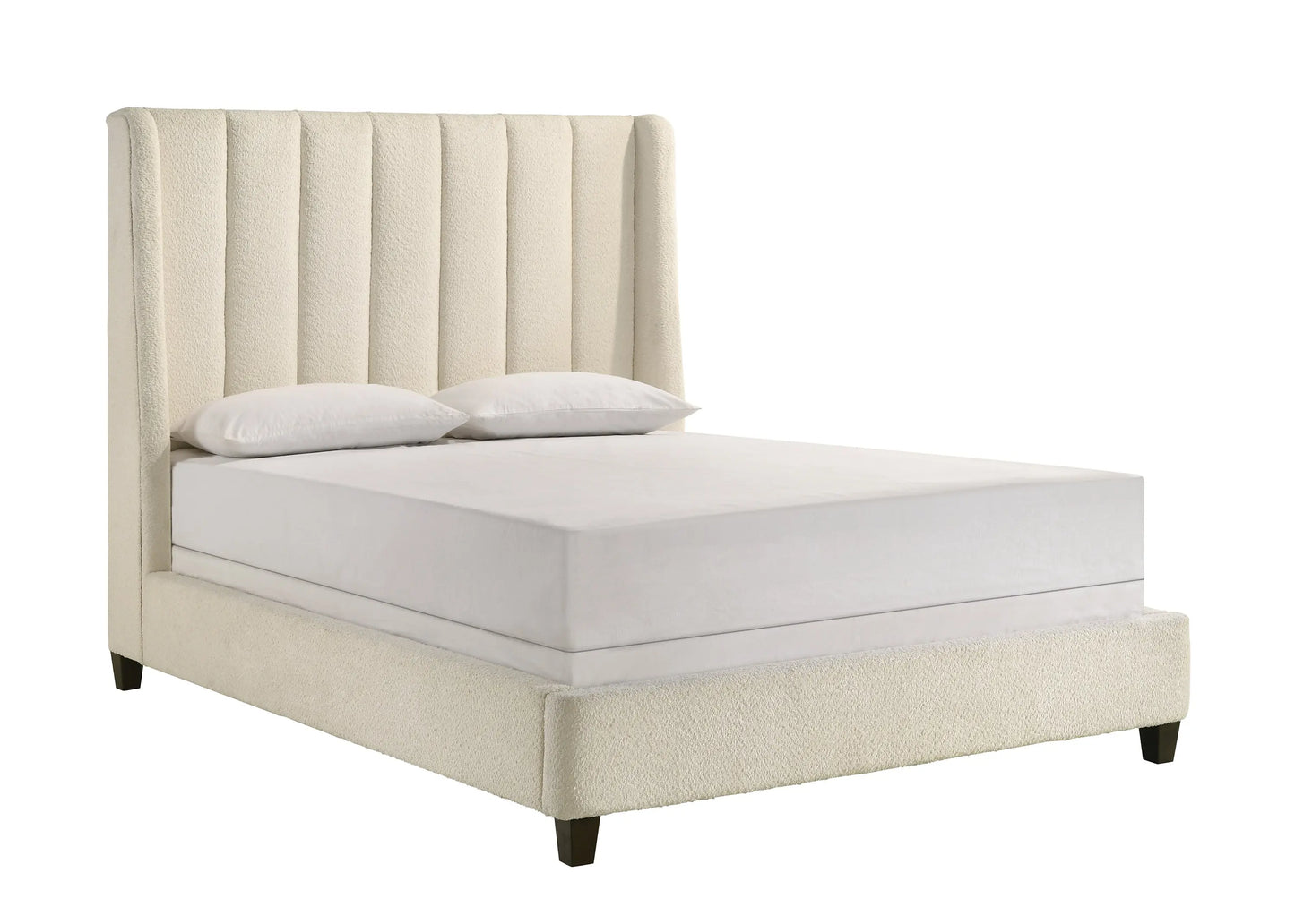 Agnes White Boucle King Upholstered Bed Crown Mark