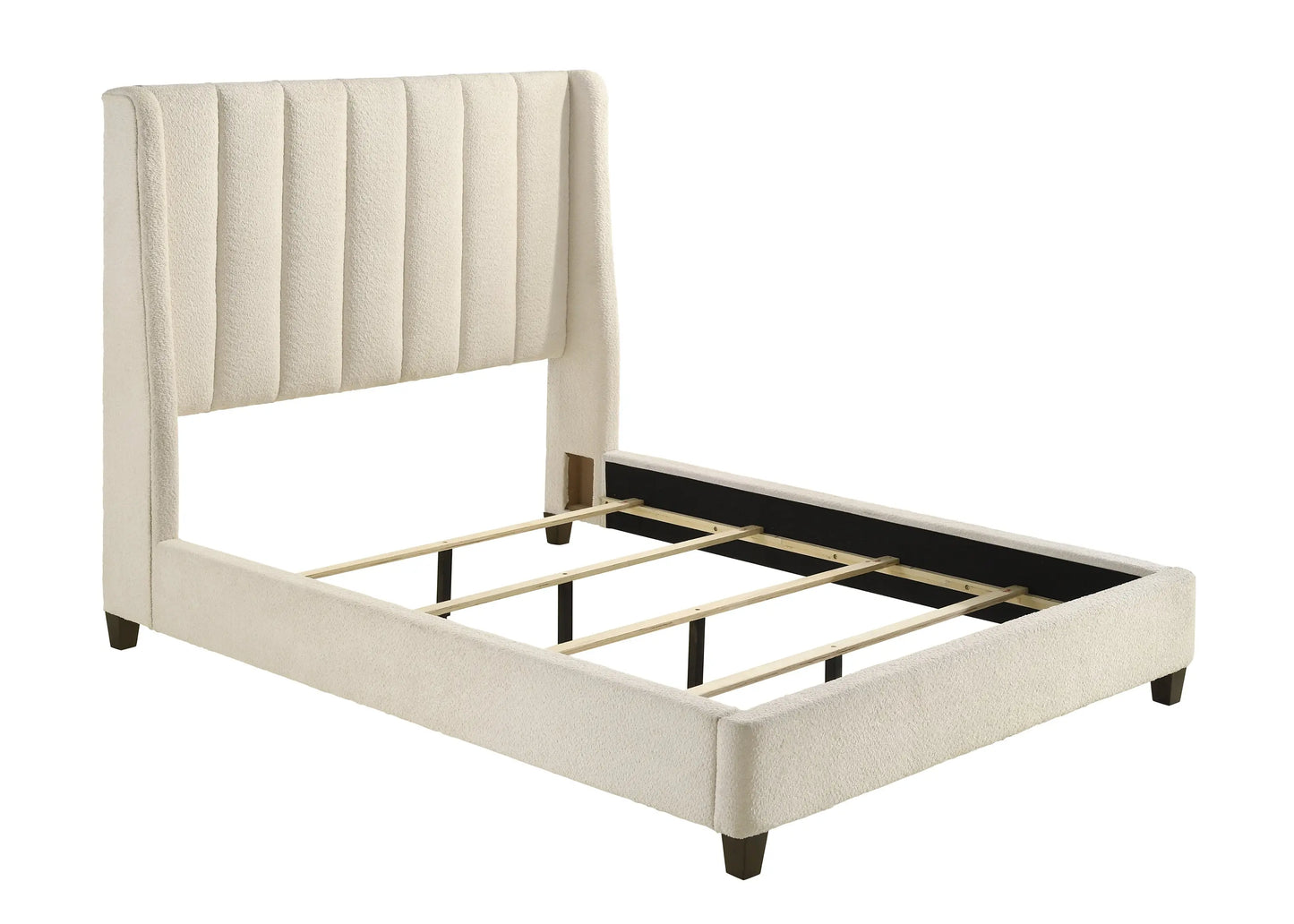 Agnes White Boucle King Upholstered Bed Crown Mark