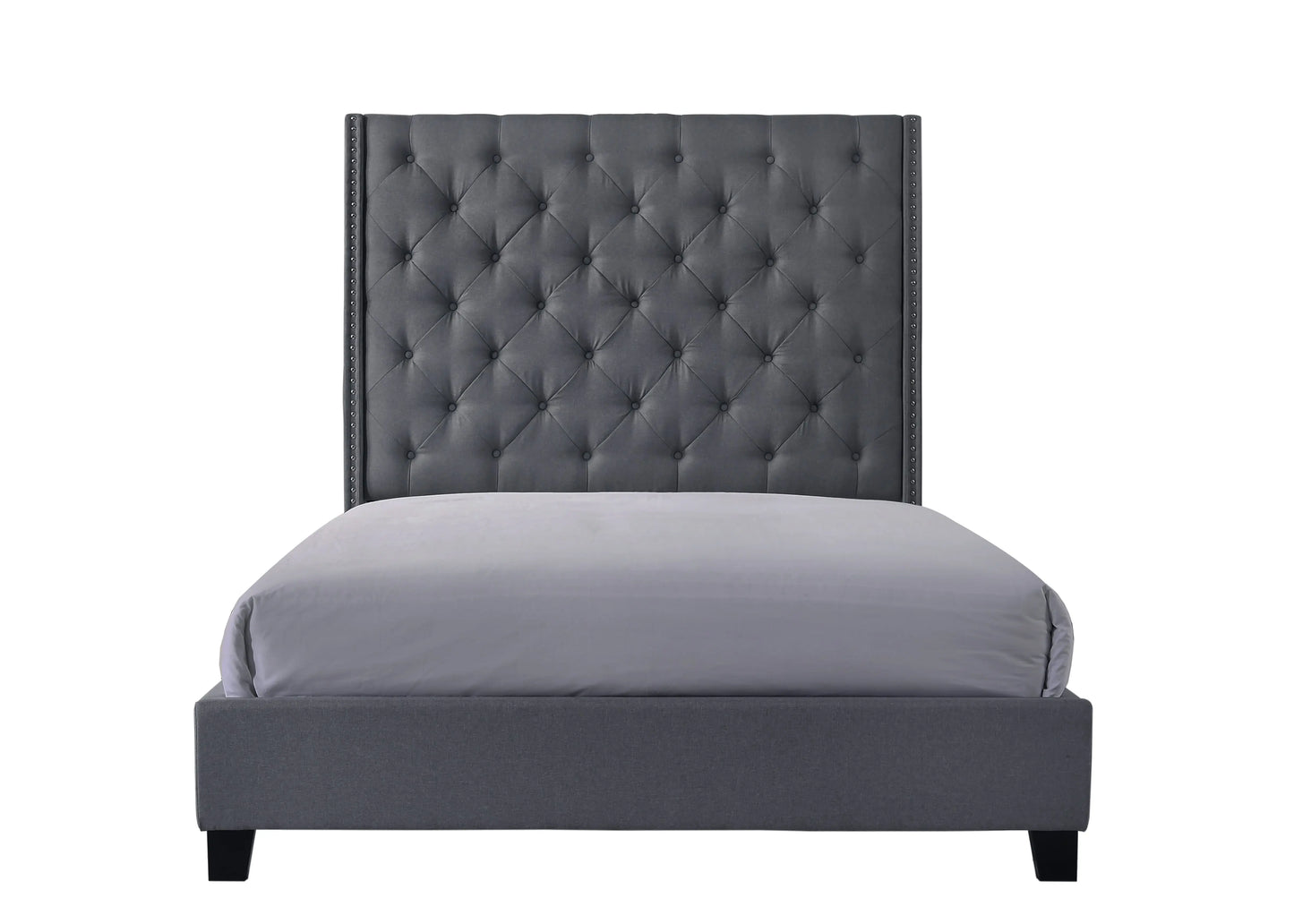 Chantilly Gray King Upholstered Bed Crown Mark