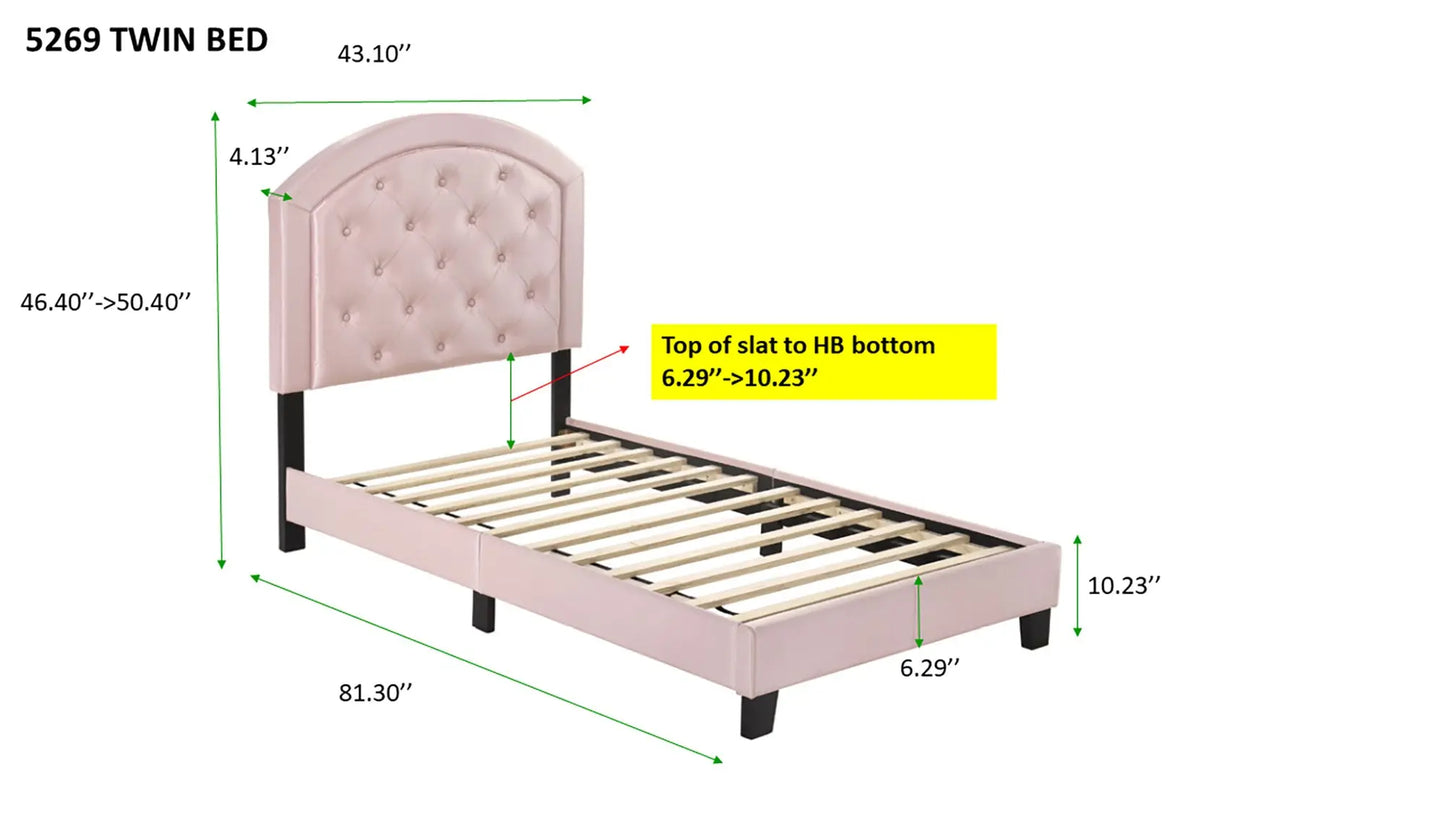 Gaby Silver Twin Upholstered Platform Bed Crown Mark