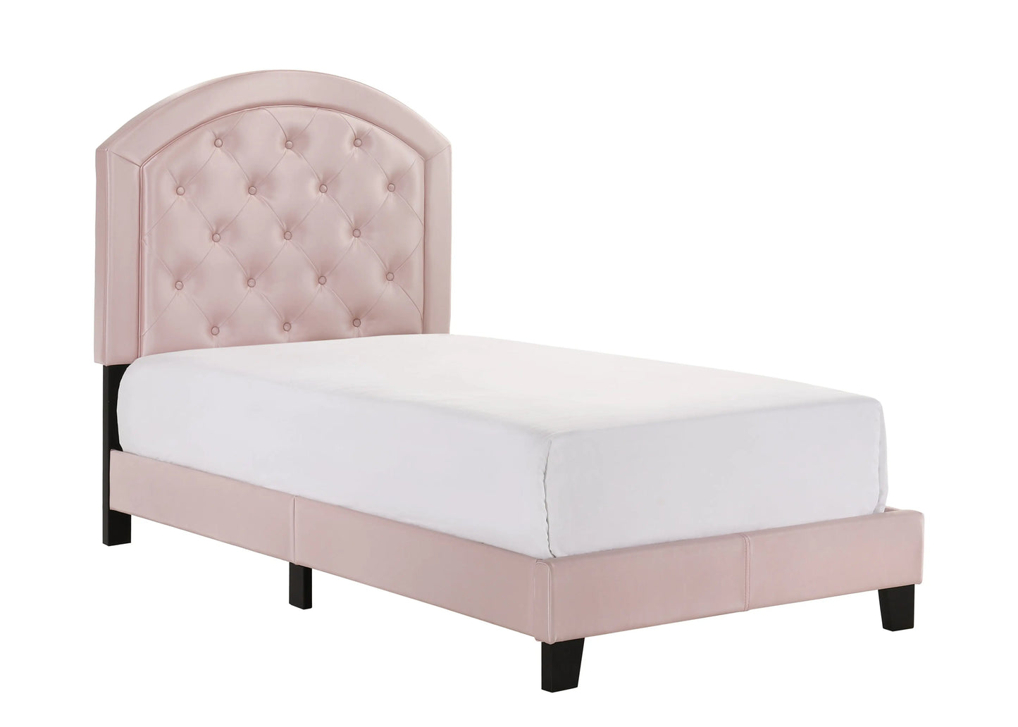 Gaby Pink Twin Upholstered Platform Bed Crown Mark