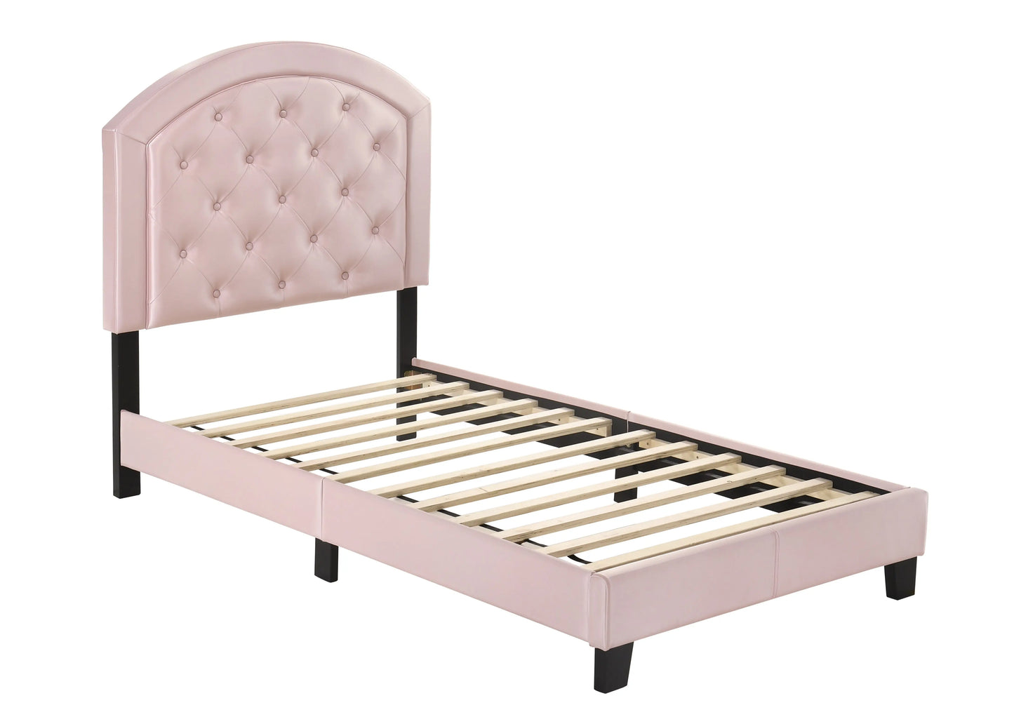 Gaby Pink Twin Upholstered Platform Bed Crown Mark