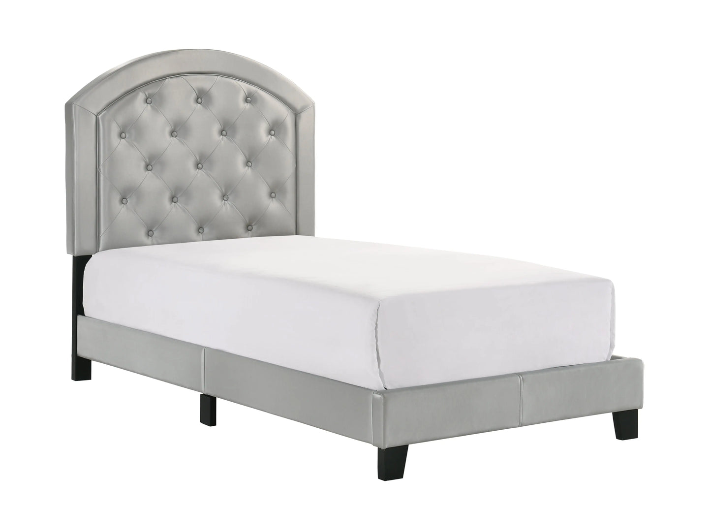 Gaby Silver Twin Upholstered Platform Bed Crown Mark