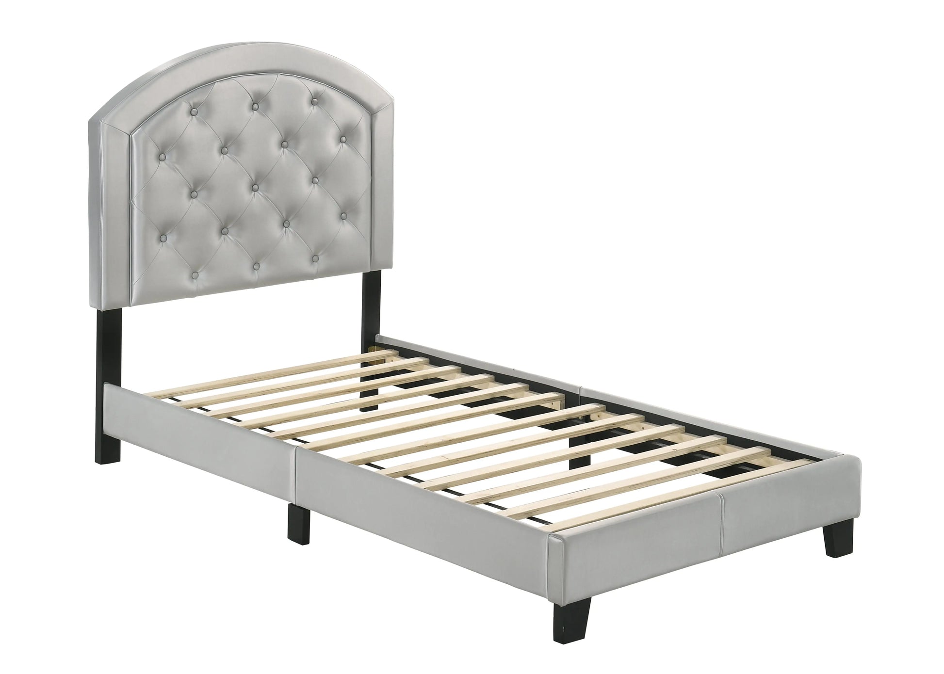 Gaby Silver Twin Upholstered Platform Bed Crown Mark