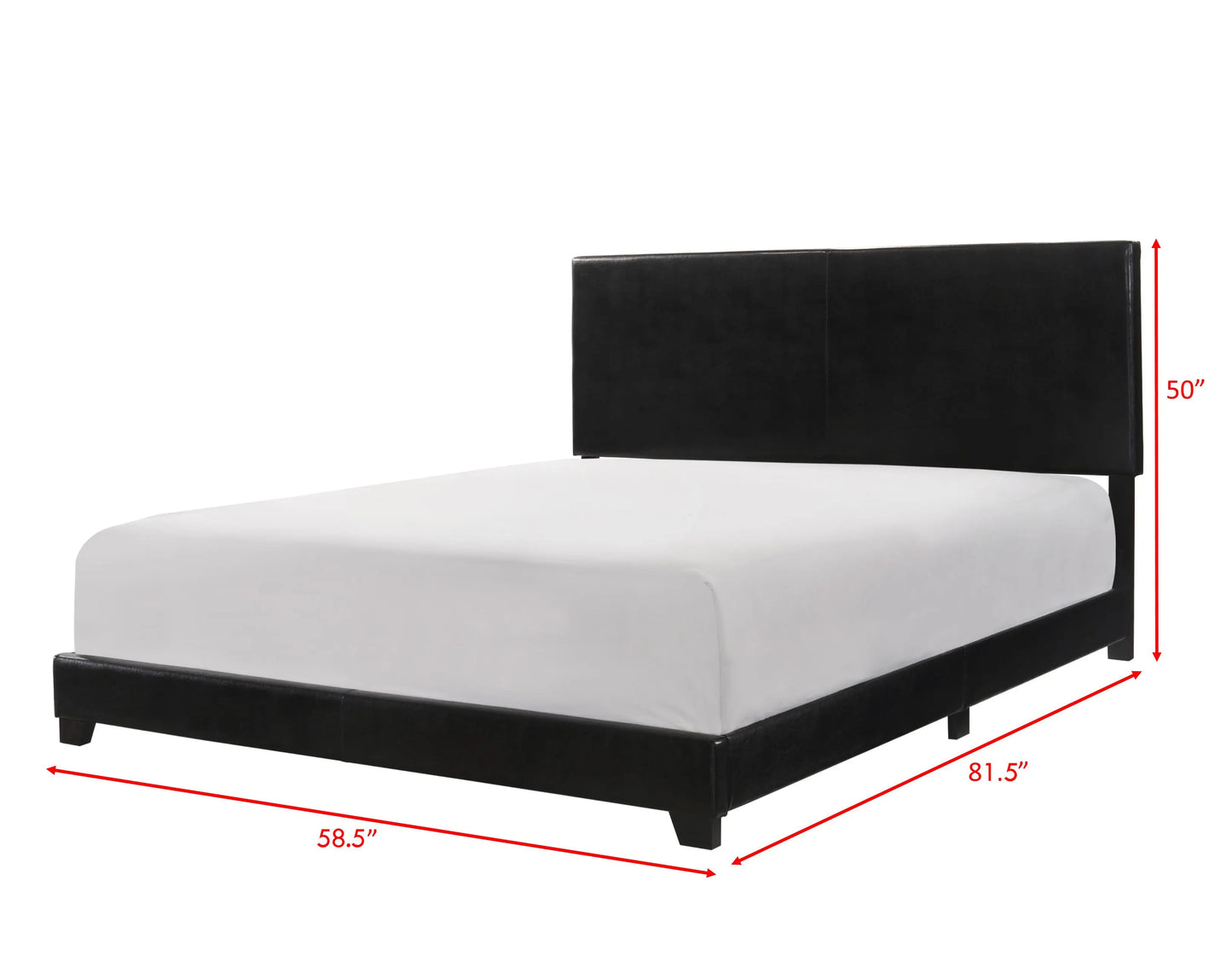 Erin Black PU Leather Full Upholstered Bed Crown Mark