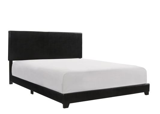 Erin Black PU Leather Queen Upholstered Bed Crown Mark