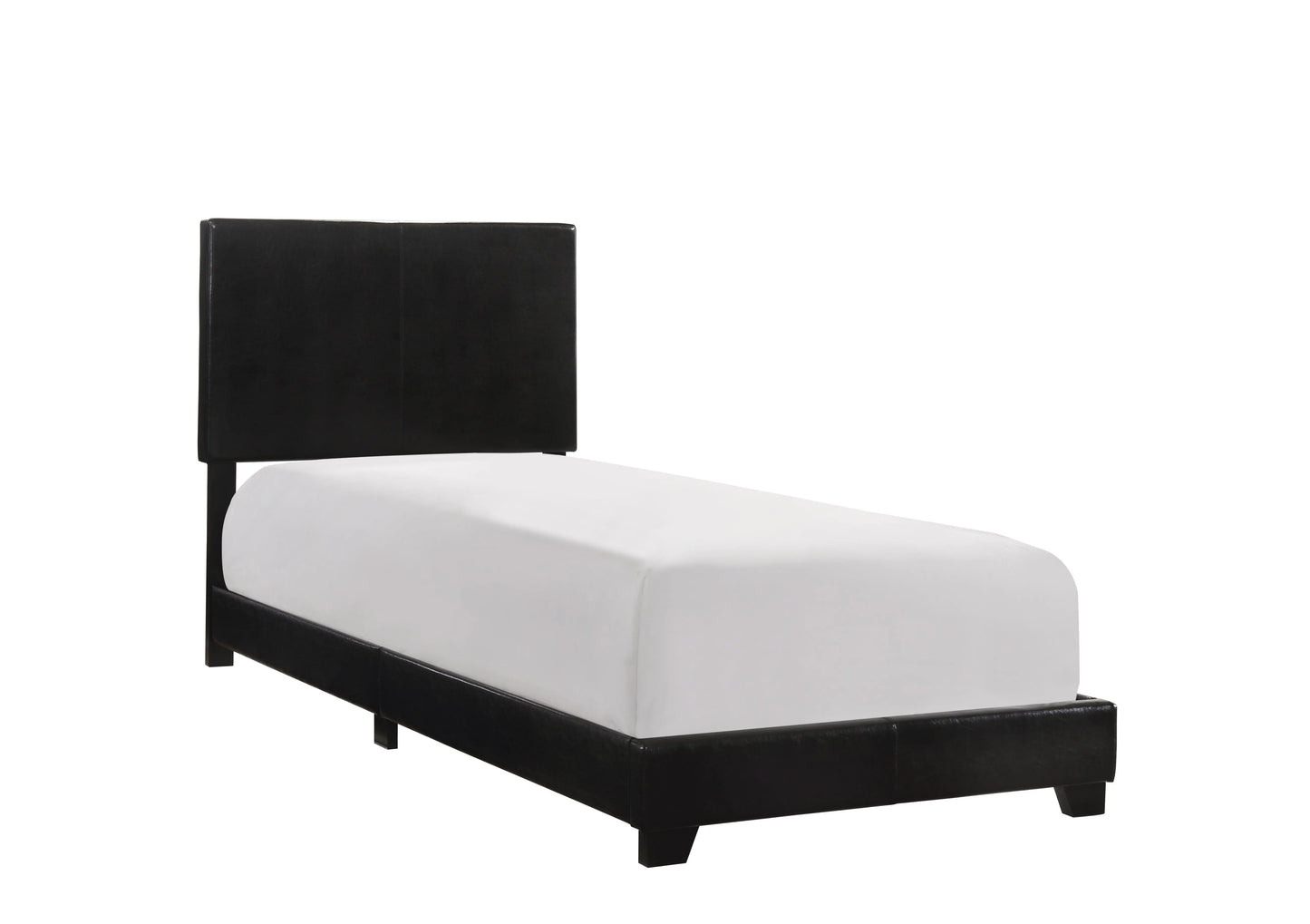 Erin Black PU Leather Twin Upholstered Bed Crown Mark