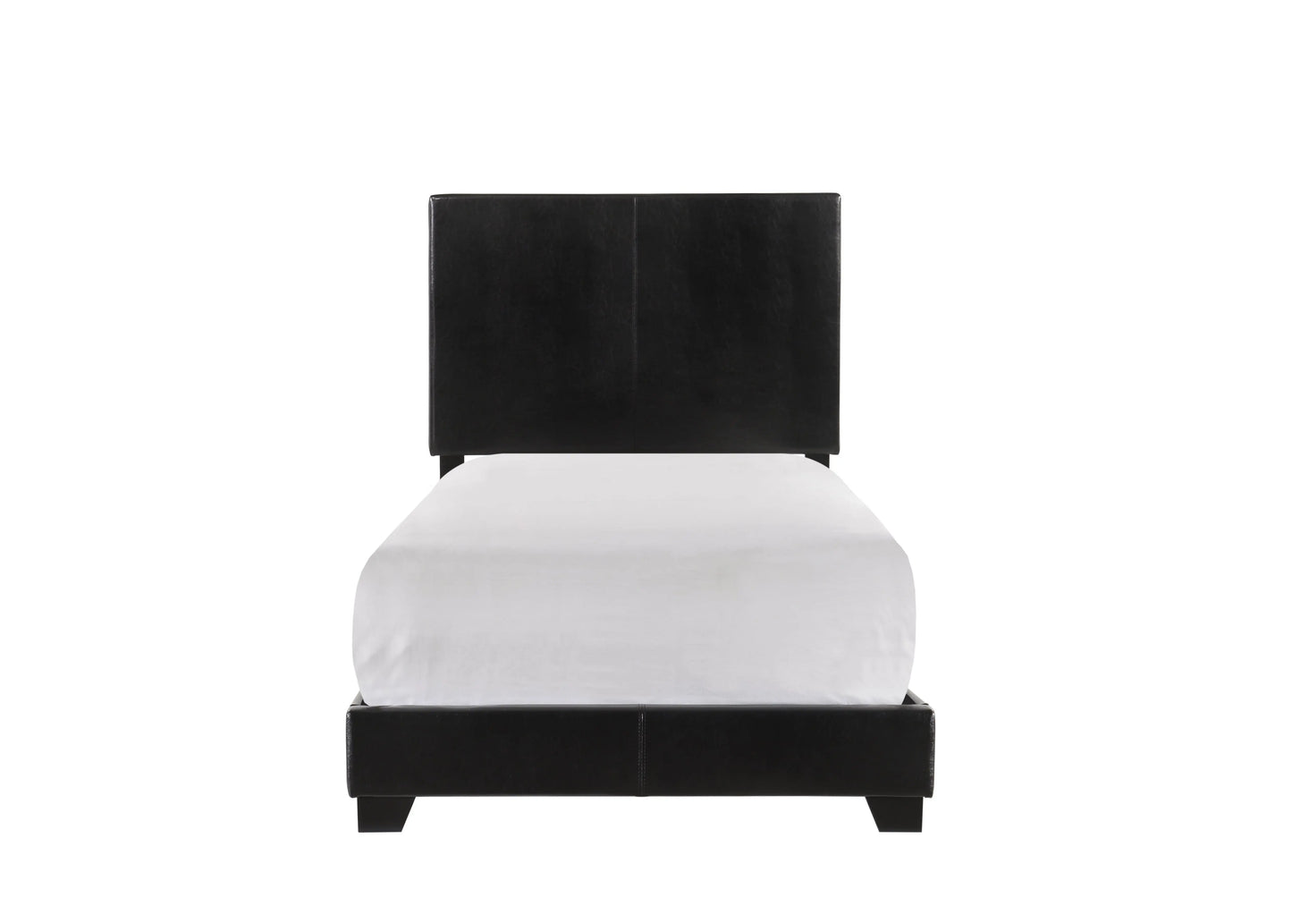 Erin Black PU Leather Twin Upholstered Bed Crown Mark