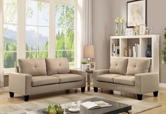 Platinum II Beige Linen Sofa & Loveseat ACME East