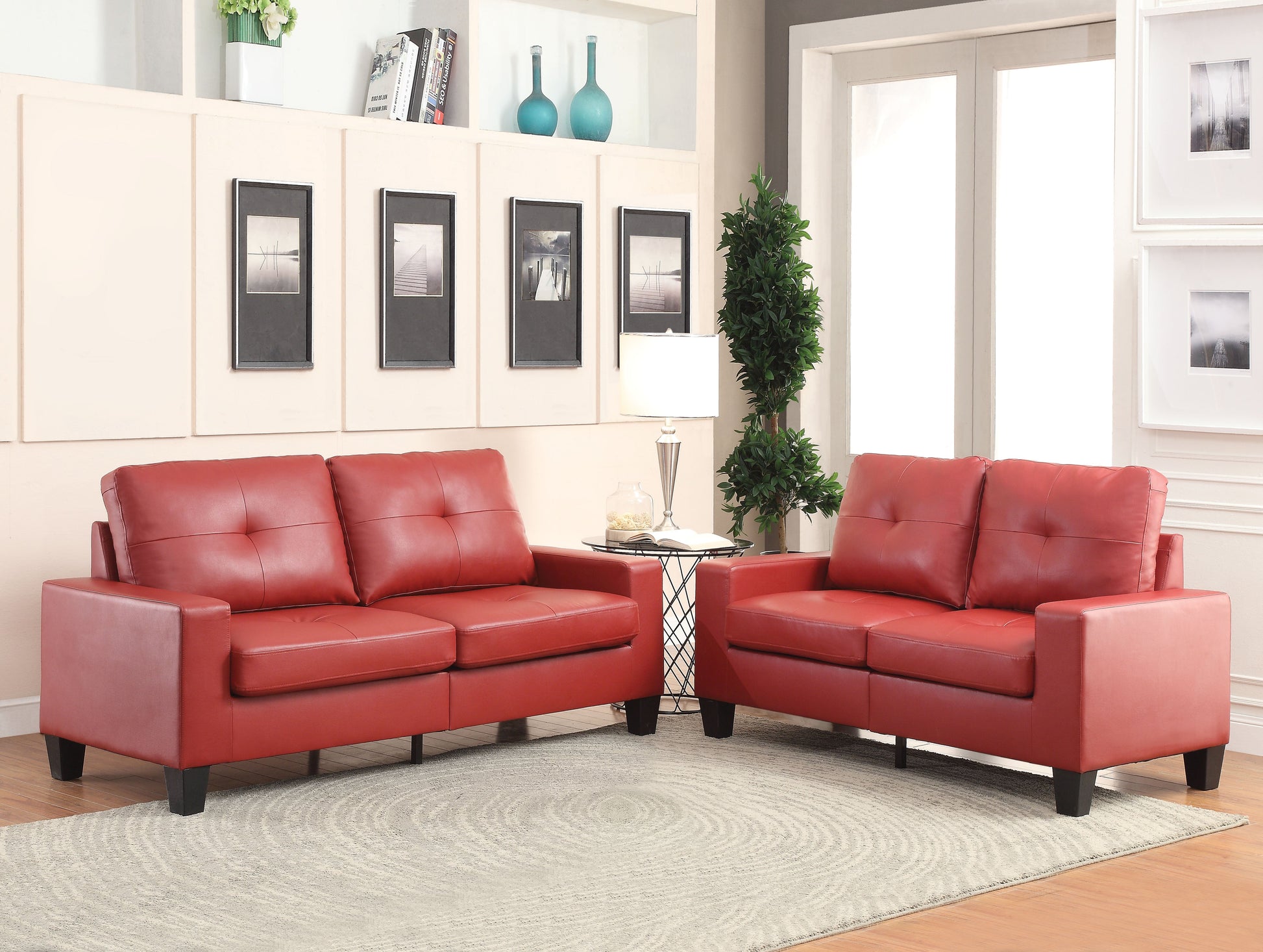 Platinum II Red PU Sofa & Loveseat ACME East