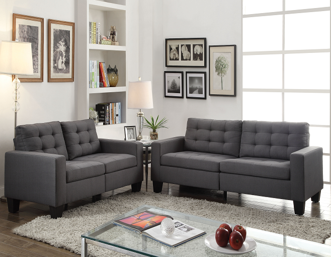 Earsom Gray Linen Sofa ACME East