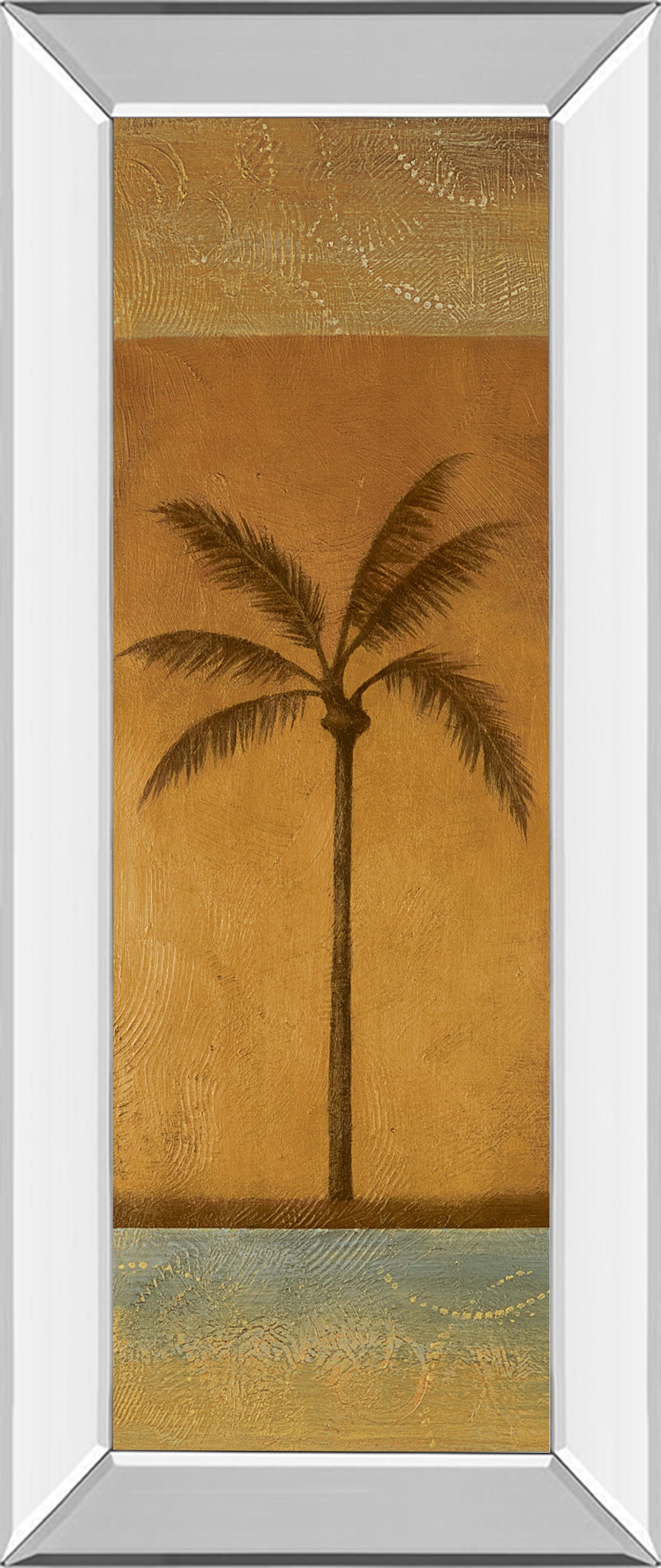 Golden Palm I By Jordan Grey - Mirror Framed Print Wall Art - Dark Brown Classy Art