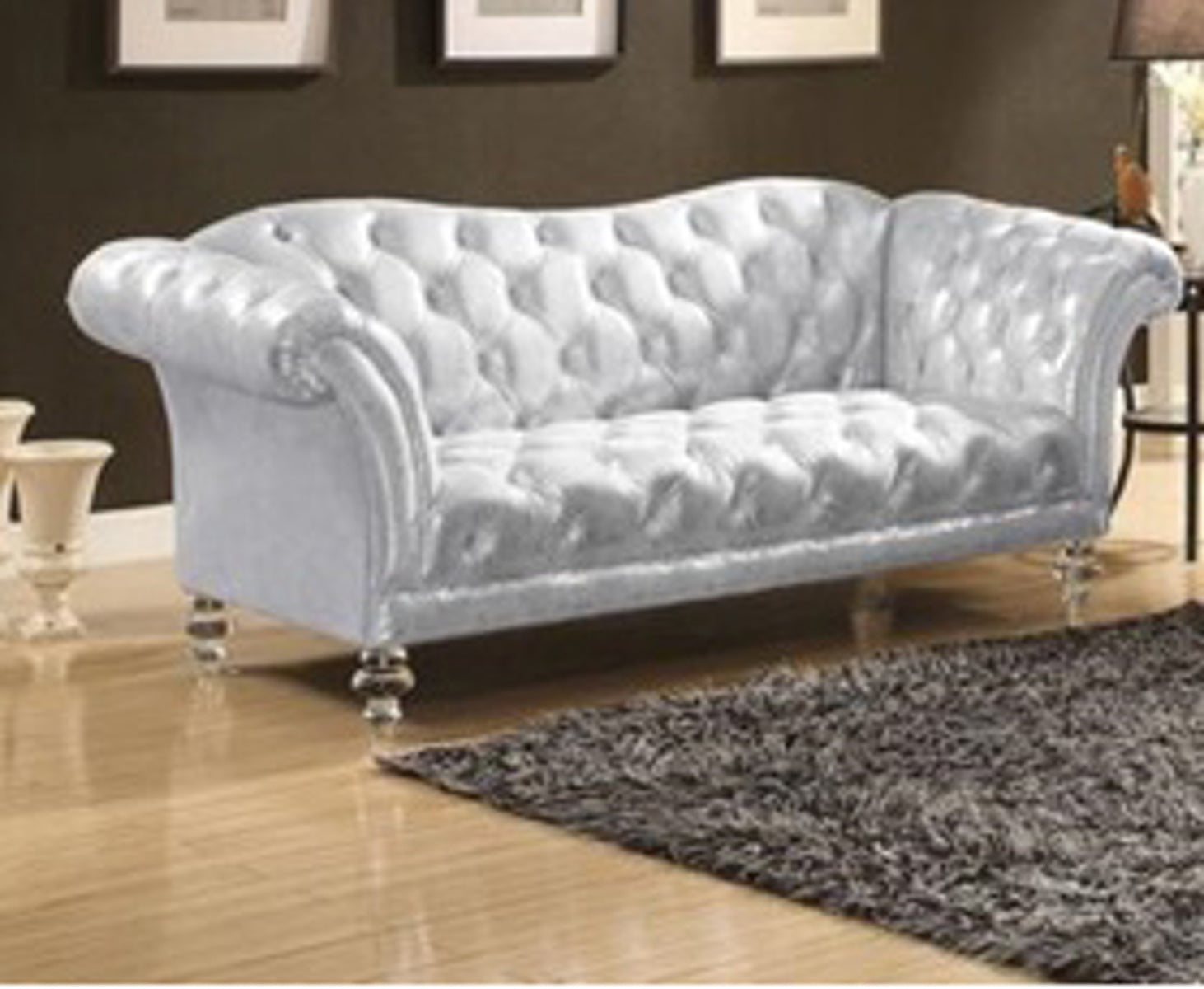 Acme Furniture Dixie Loveseat in Metallic Silver 52781 ACME East