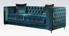 Acme Gillian Loveseat in Dark Teal Velvet 52791 ACME East