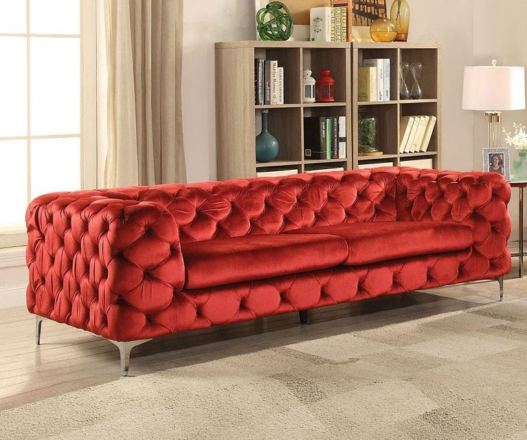 Acme Adam Sofa in Red Velvet 52795 ACME East