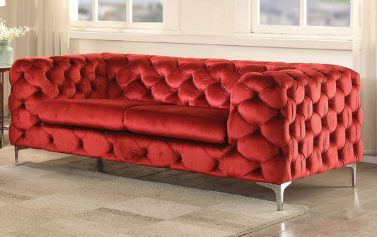 Acme Adam Loveseat in Red Velvet 52796 ACME East