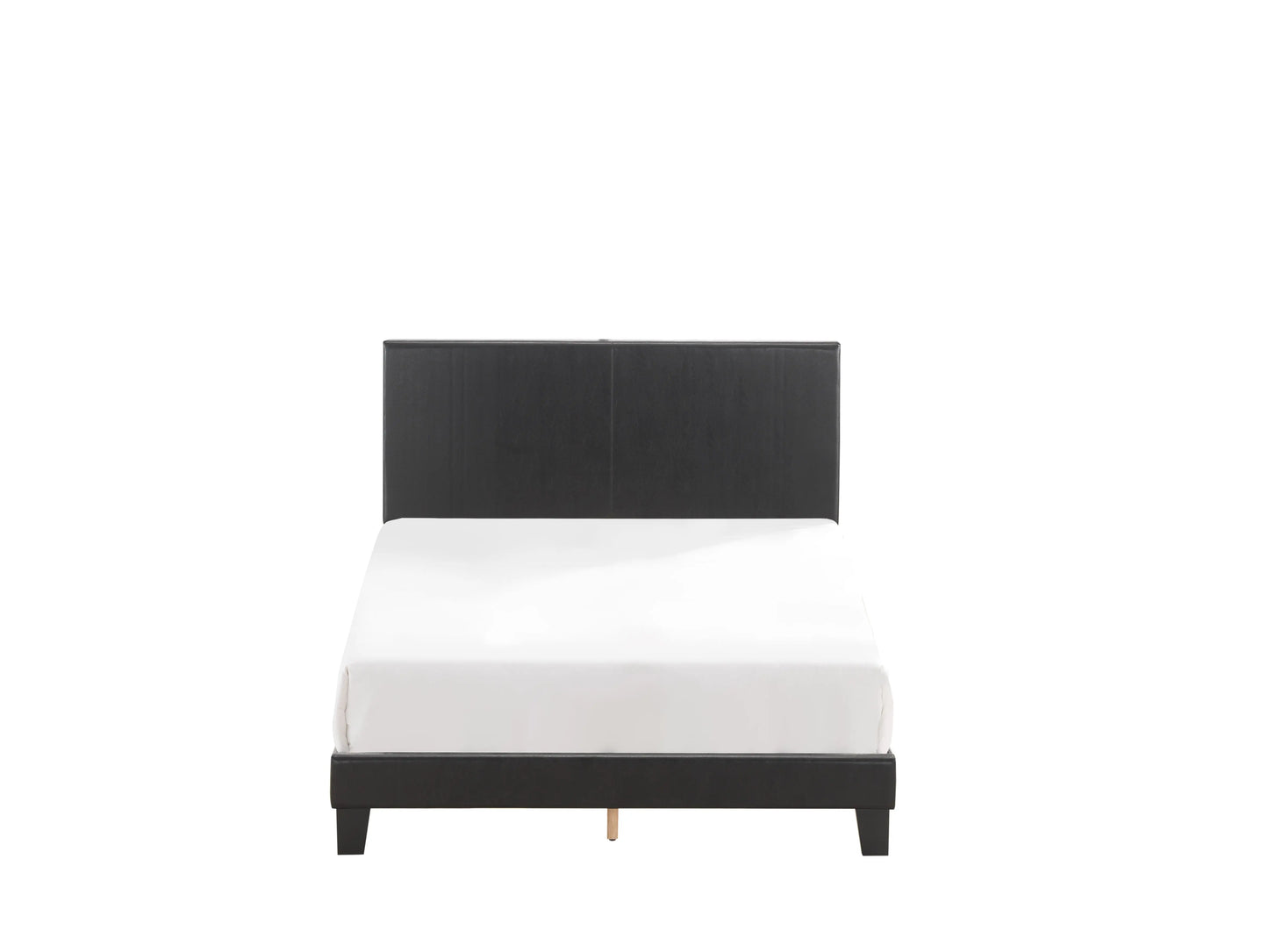 Yates Black PU Leather Full Upholstered Platform Bed Crown Mark