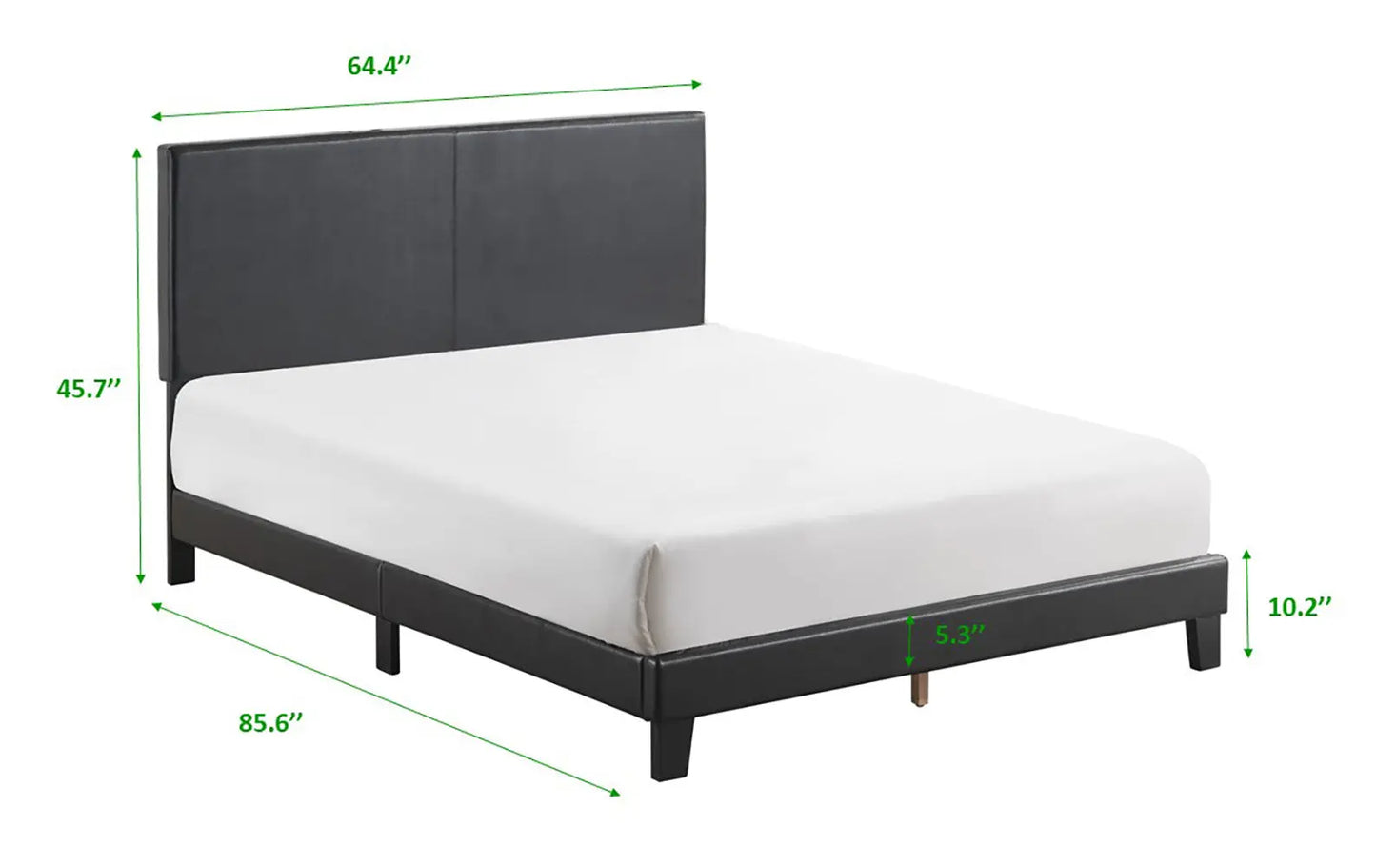 Yates Black PU Leather King Upholstered Platform Bed Crown Mark