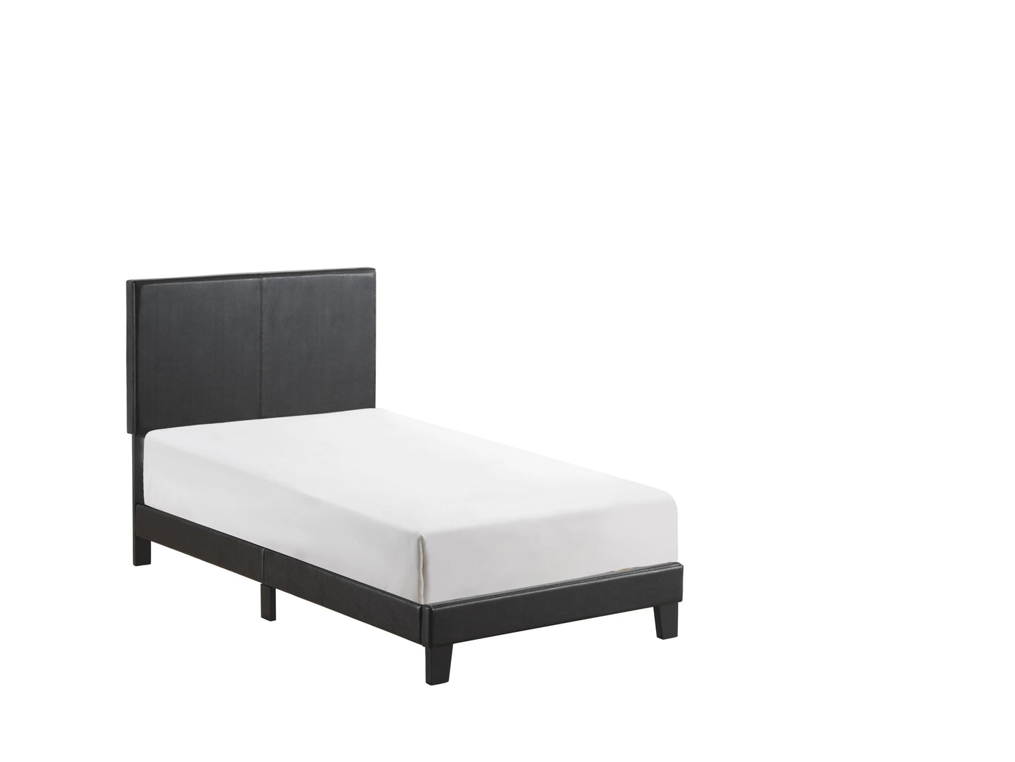 Yates Black PU Leather Twin Upholstered Platform Bed Crown Mark