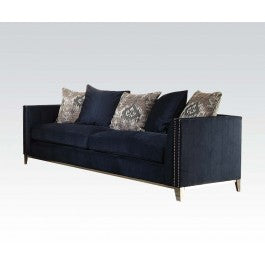 Acme Phaedra Sofa with 5 Pillows in Blue Fabric 52830 ACME East