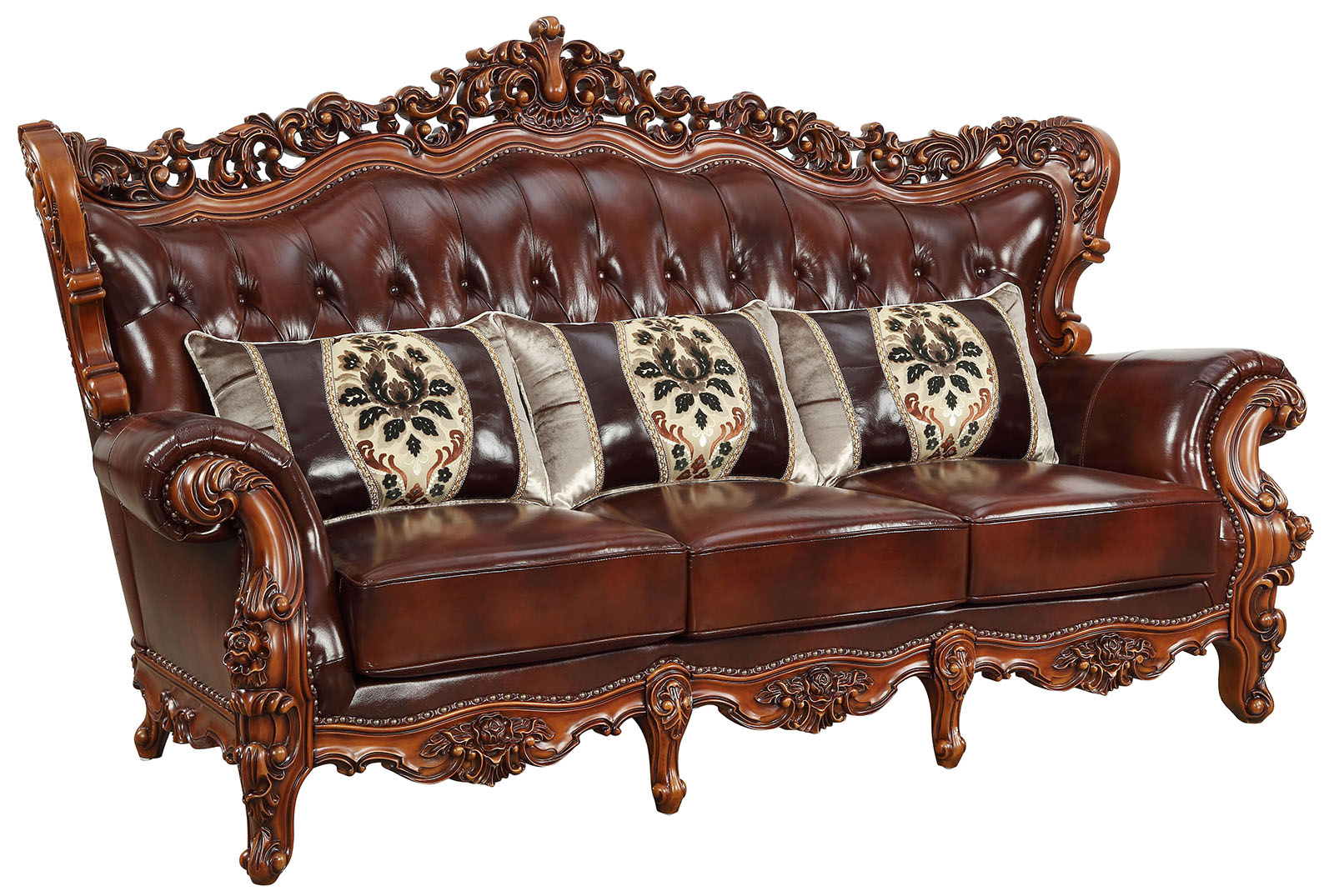 Acme Furniture Eustoma Sofa in Cherry and Walnut 53065 ACME East