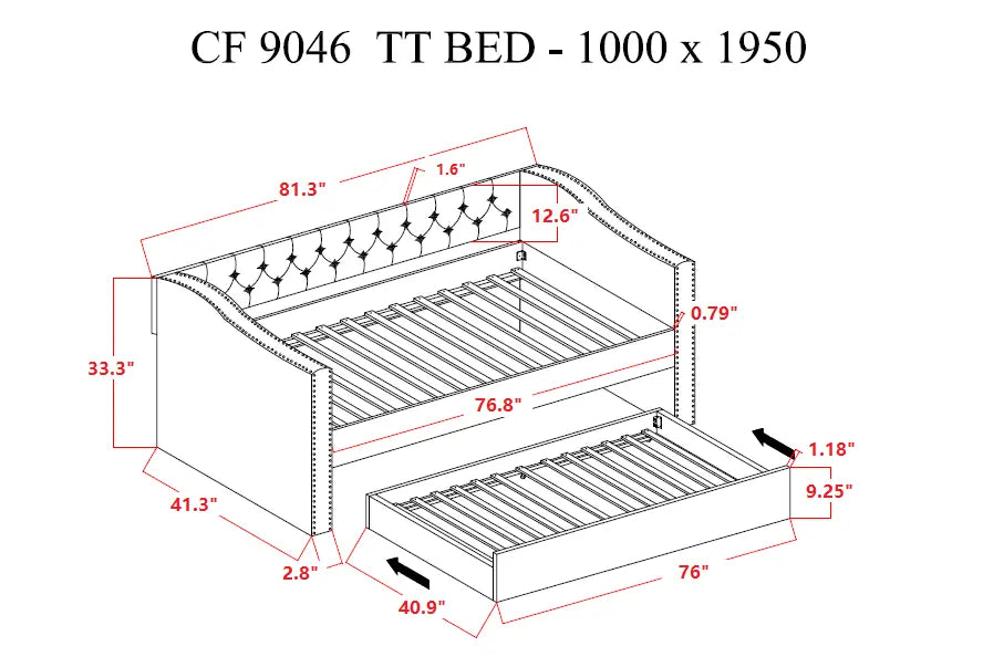 Loretta Gray Twin Daybed Crown Mark