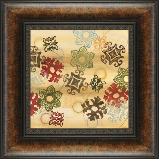 Cheerful Greeting Square I By Jeni Lee - Framed Print Wall Art - Beige Classy Art