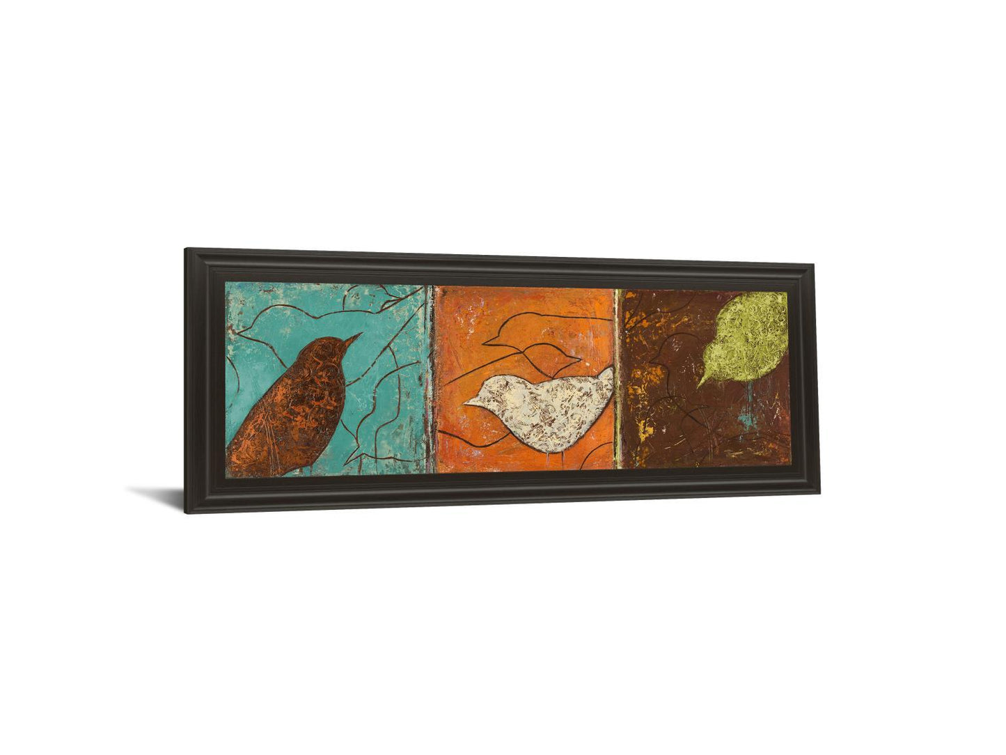 Lovely Birds I By Patricia Pinto - Framed Print Wall Art - Dark Brown Classy Art