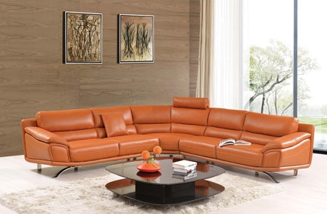 ESF Furniture - Modern Orange Leather Sectional Sofa - 533 SECTIONAL ESF Furniture