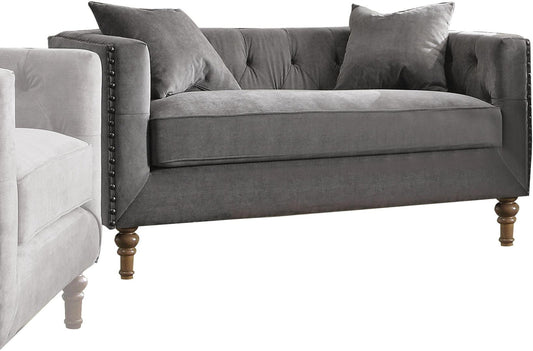 Acme Furniture Sidonia Loveseat in Gray Velvet 53581 ACME East