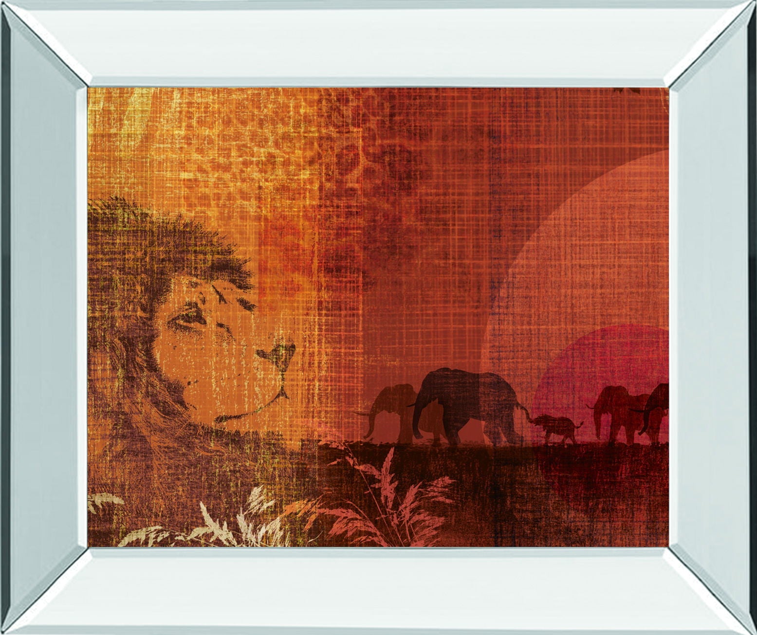 Safari Sunset II By Venter, T. - Mirror Framed Print Wall Art - Orange Classy Art