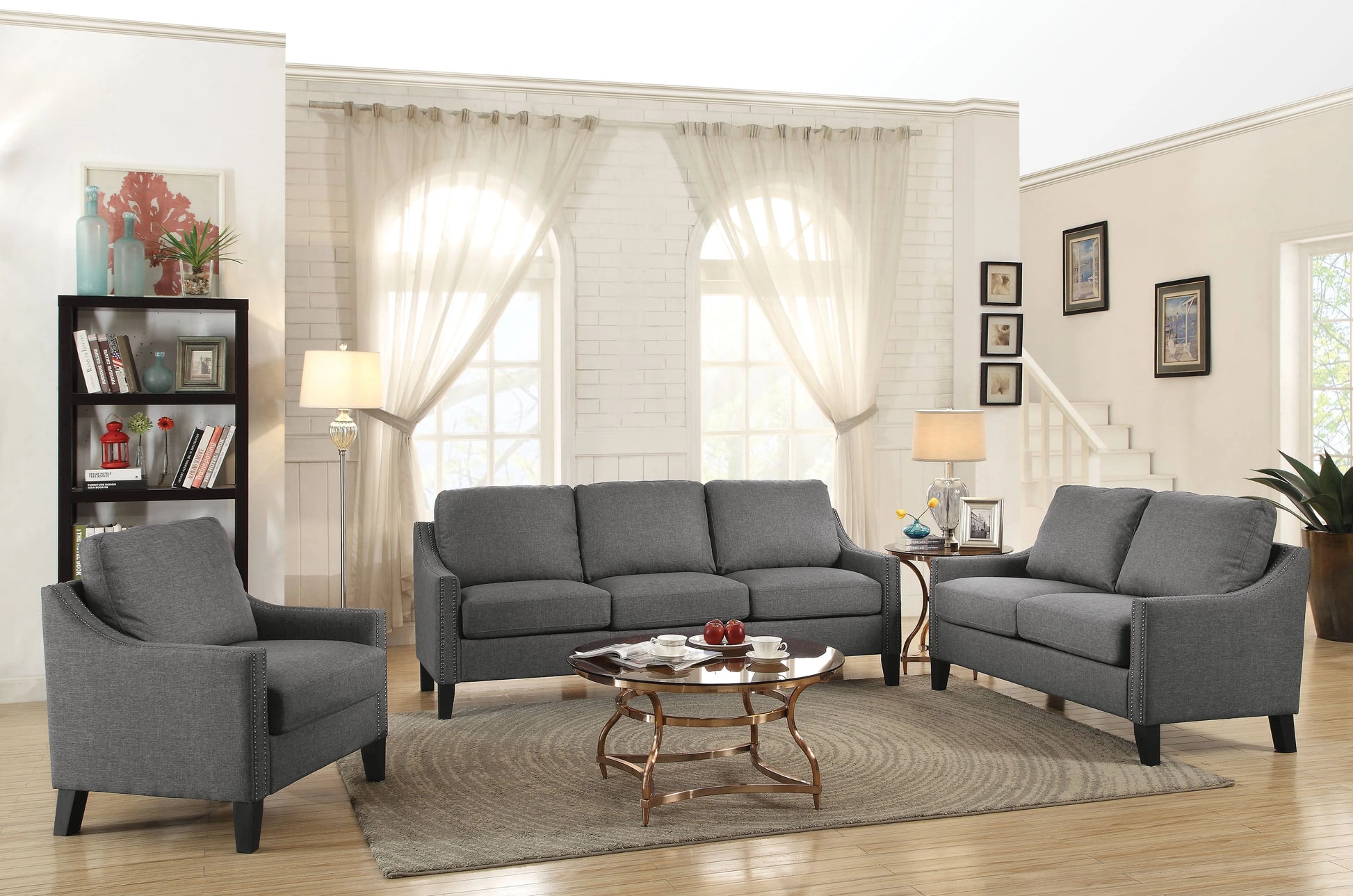 Zapata Gray Linen Sofa ACME East