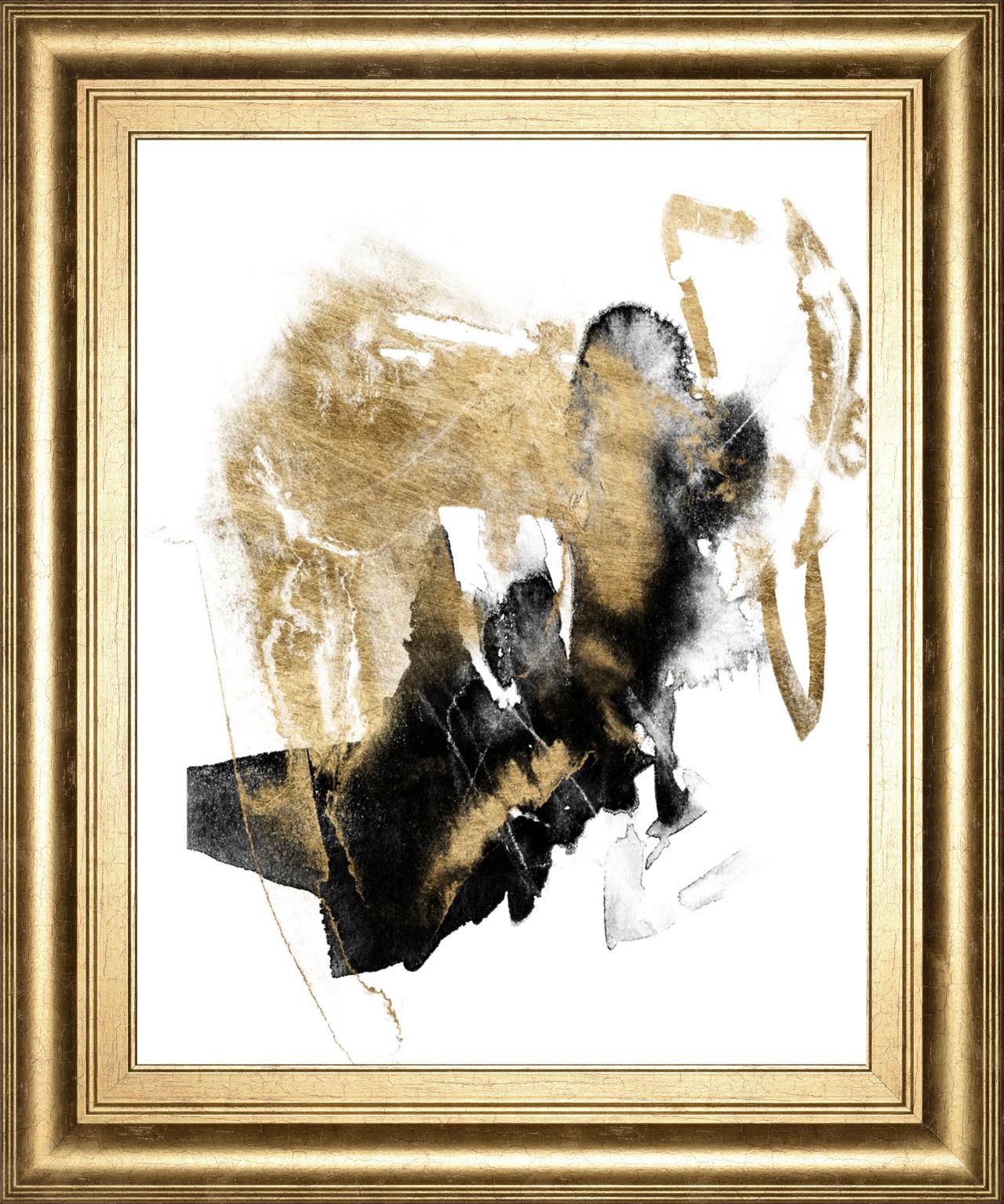 22x26 Black & Gold Splash I By Jennifer Goldberger - Black Classy Art