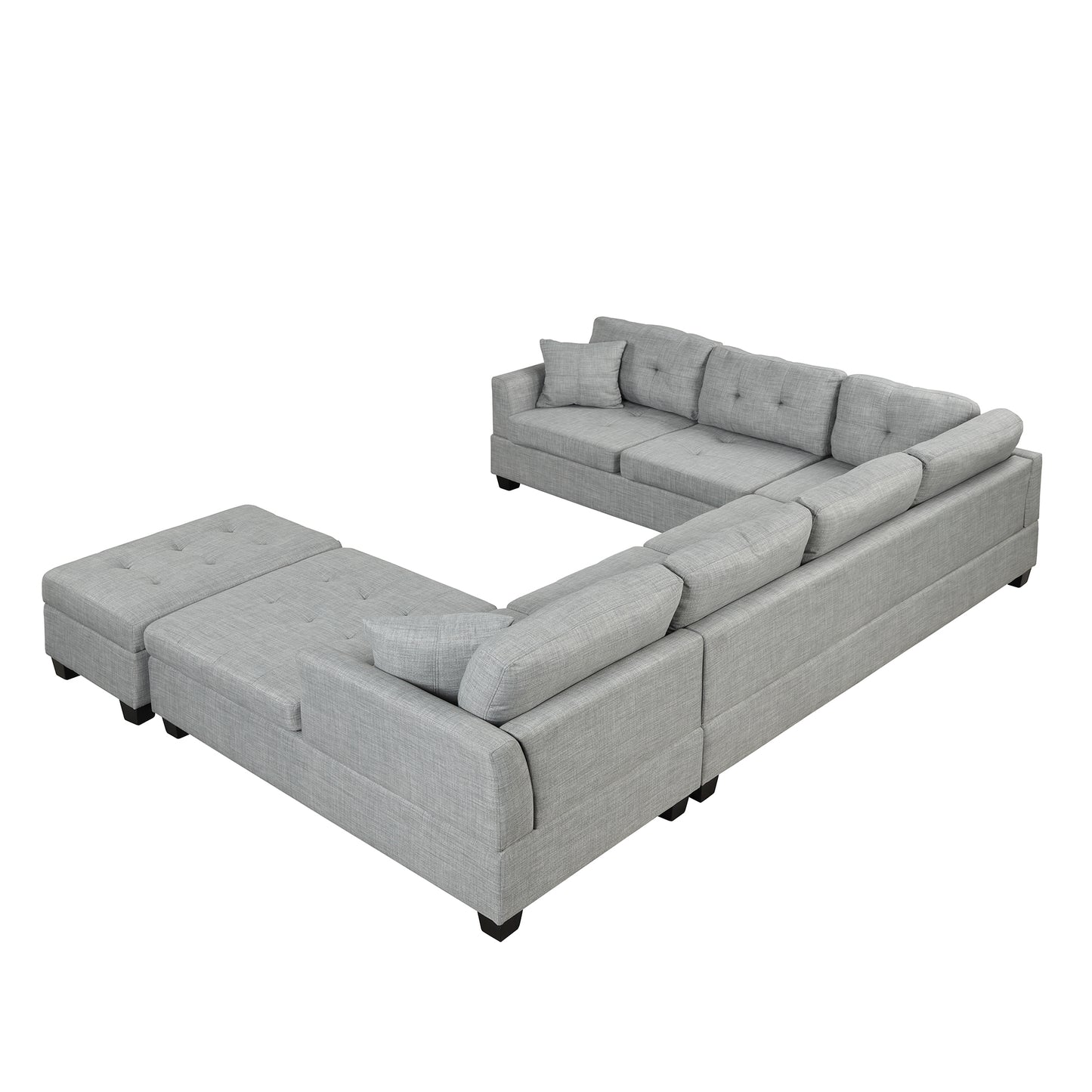 121.3" Oversized Sectional Sofa with Storage Ottoman, U Shaped Sectional Couch with 2 Throw Pillows for Large Space Dorm Apartment House to Home Furnishings LLC