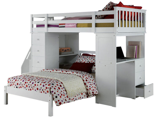 Acme Freya Loft Bed Set with Twin Bed in White 37145/37152 ACME East