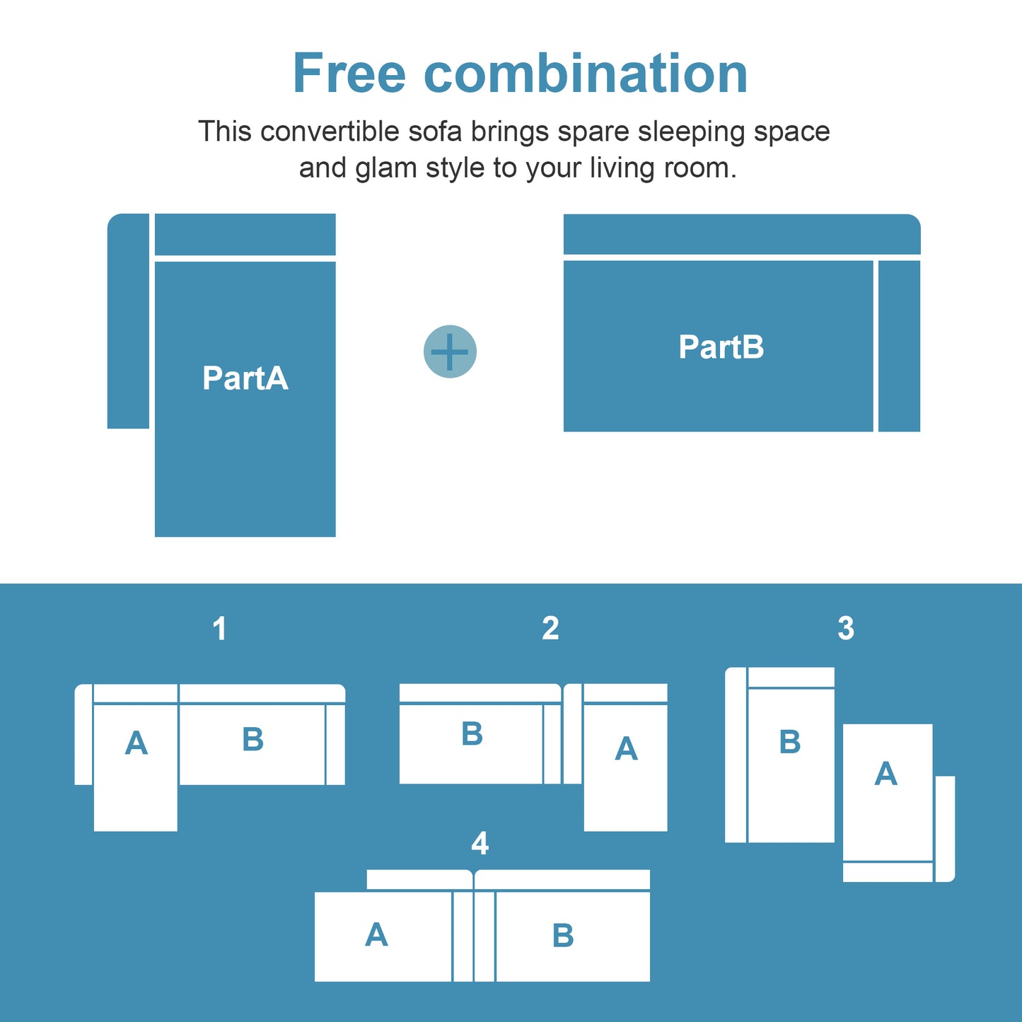 110x69" Modular Sectional Living Room Sofa Set, Modern Minimalist Style Couch, Installation-free sofa, Upholstered Sleeper Sofa for Living Room, Bedroom, Salon, 2 PC Free Combination, L-Shape, Linen House to Home Furnishings LLC