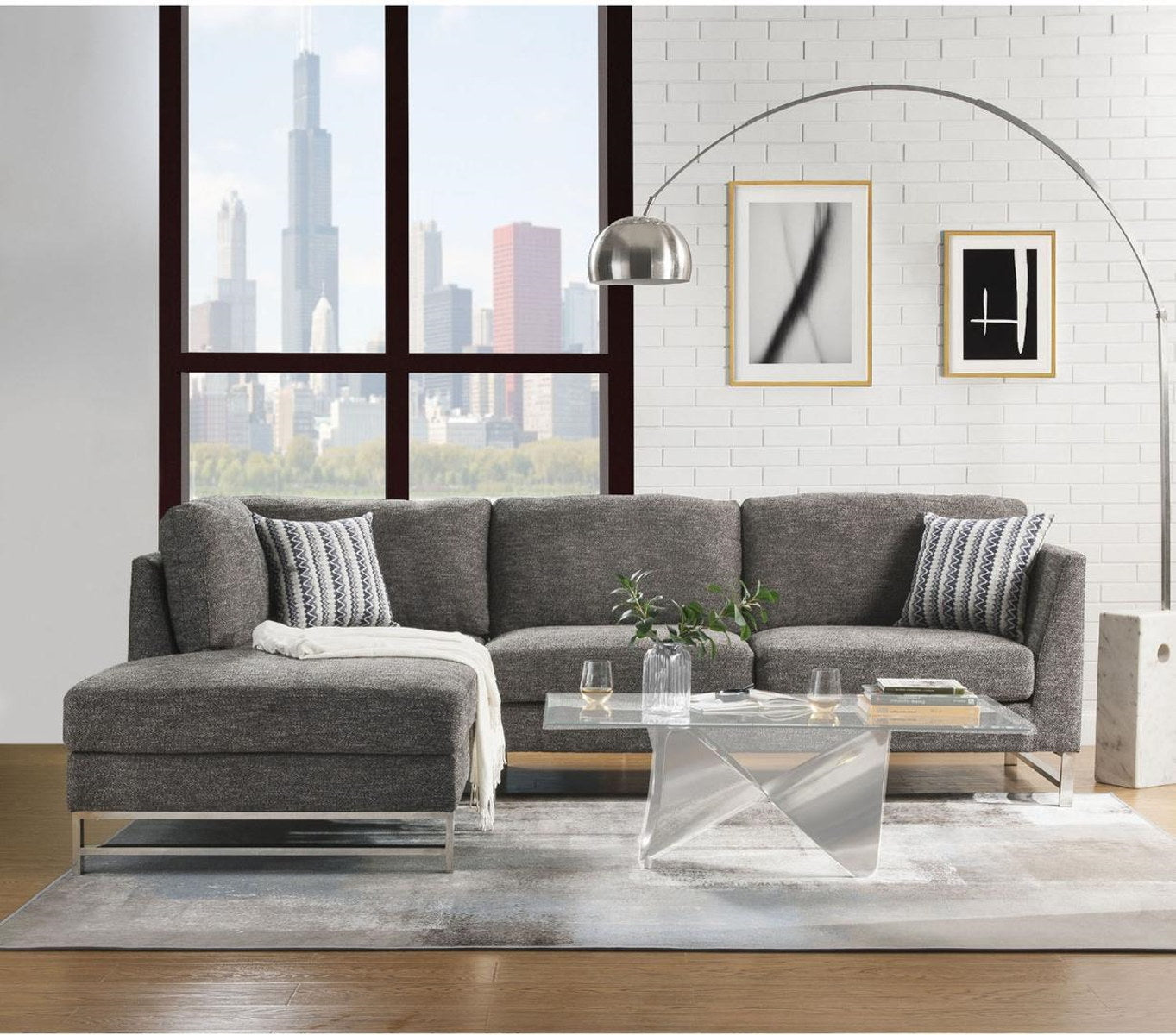 Acme Furniture Varali Sectional Sofa in Gray Linen 54555 ACME East