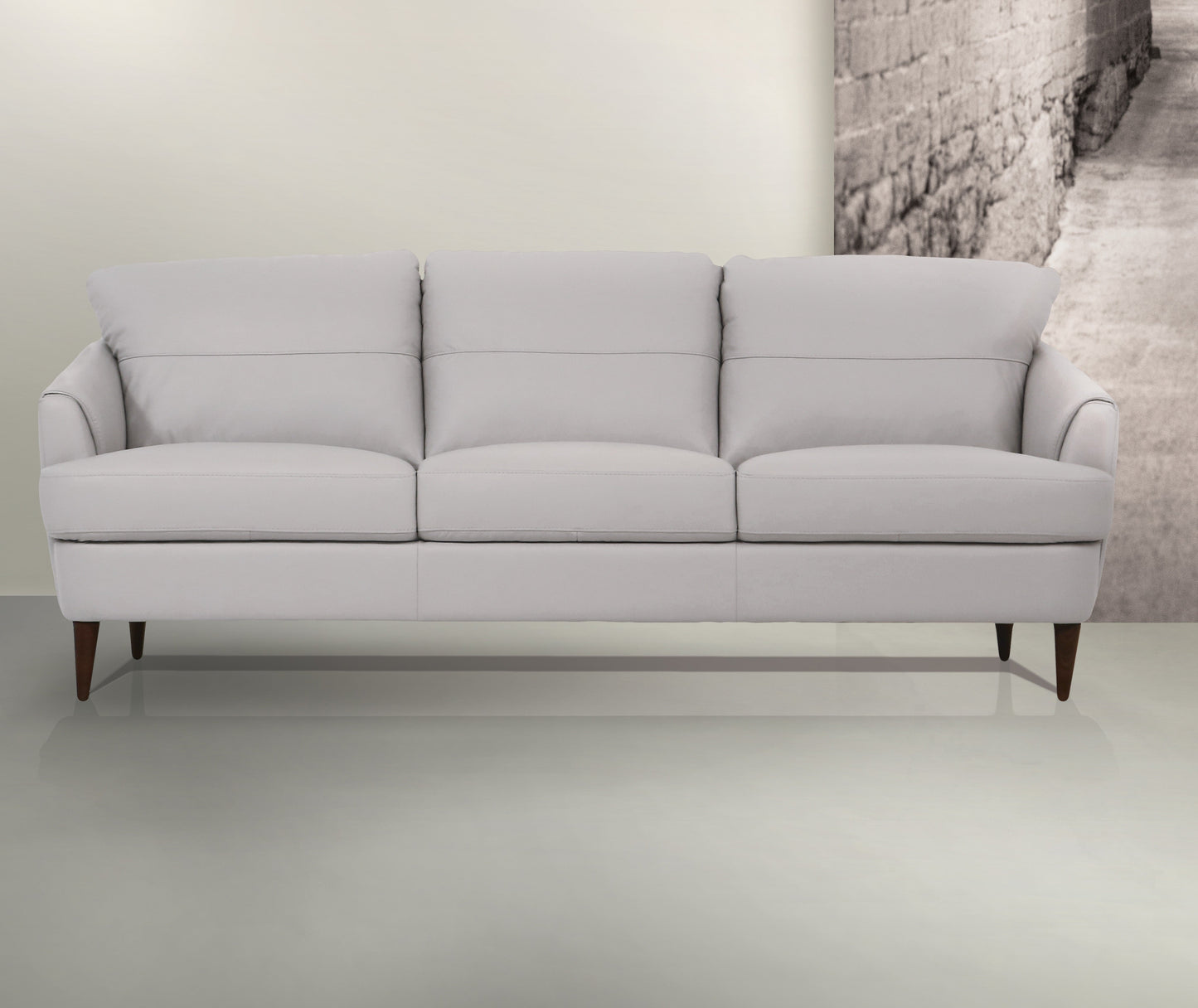 Helena Pearl Gray Leather Sofa ACME East