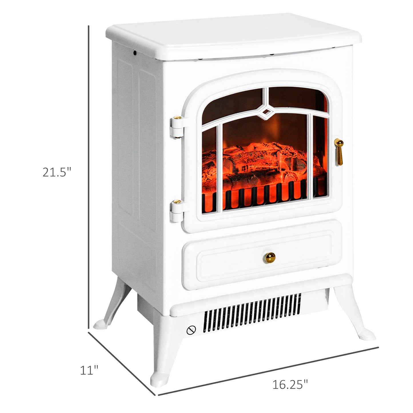 22" Electric Fireplace Heater, Freestanding Fire Place Stove with Realistic LED Flames and Logs, and Overheating Protection, 750W/1500W, White House to Home Furnishings LLC