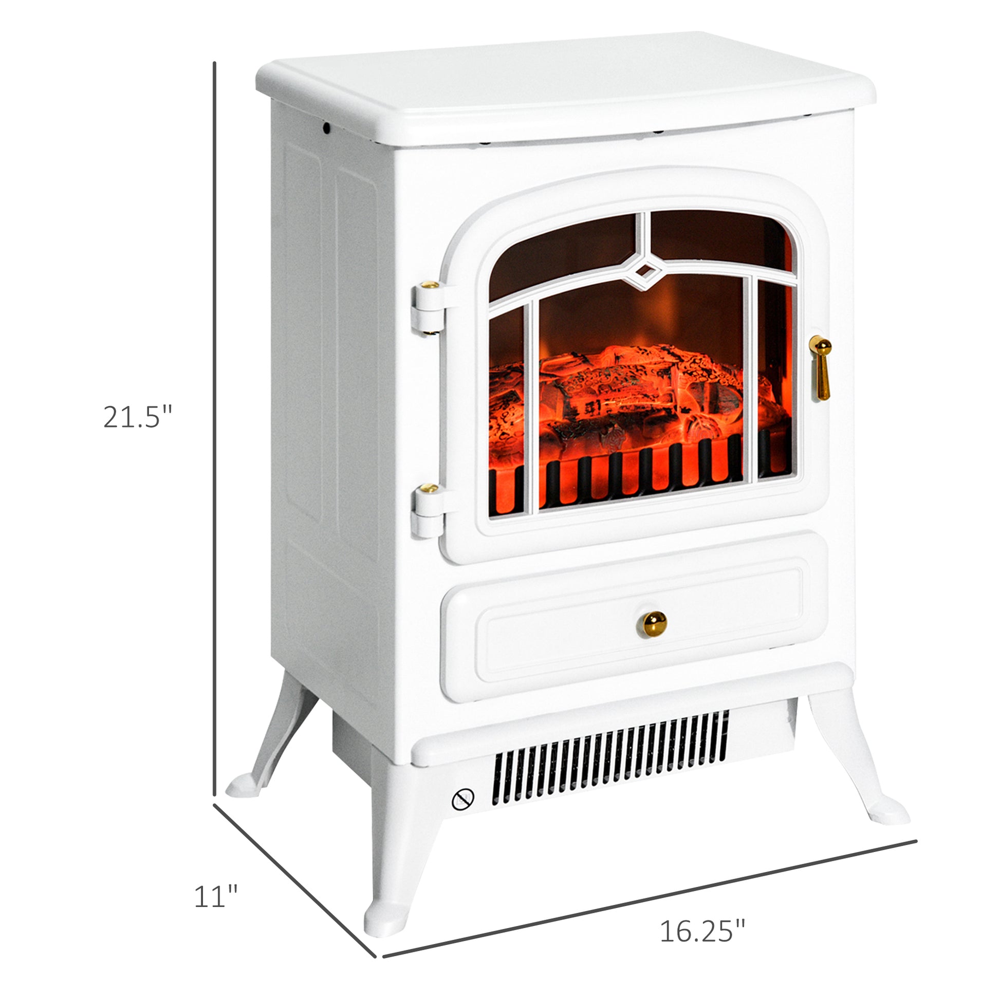 22" Electric Fireplace Heater, Freestanding Fire Place Stove with Realistic LED Flames and Logs, and Overheating Protection, 750W/1500W, White House to Home Furnishings LLC