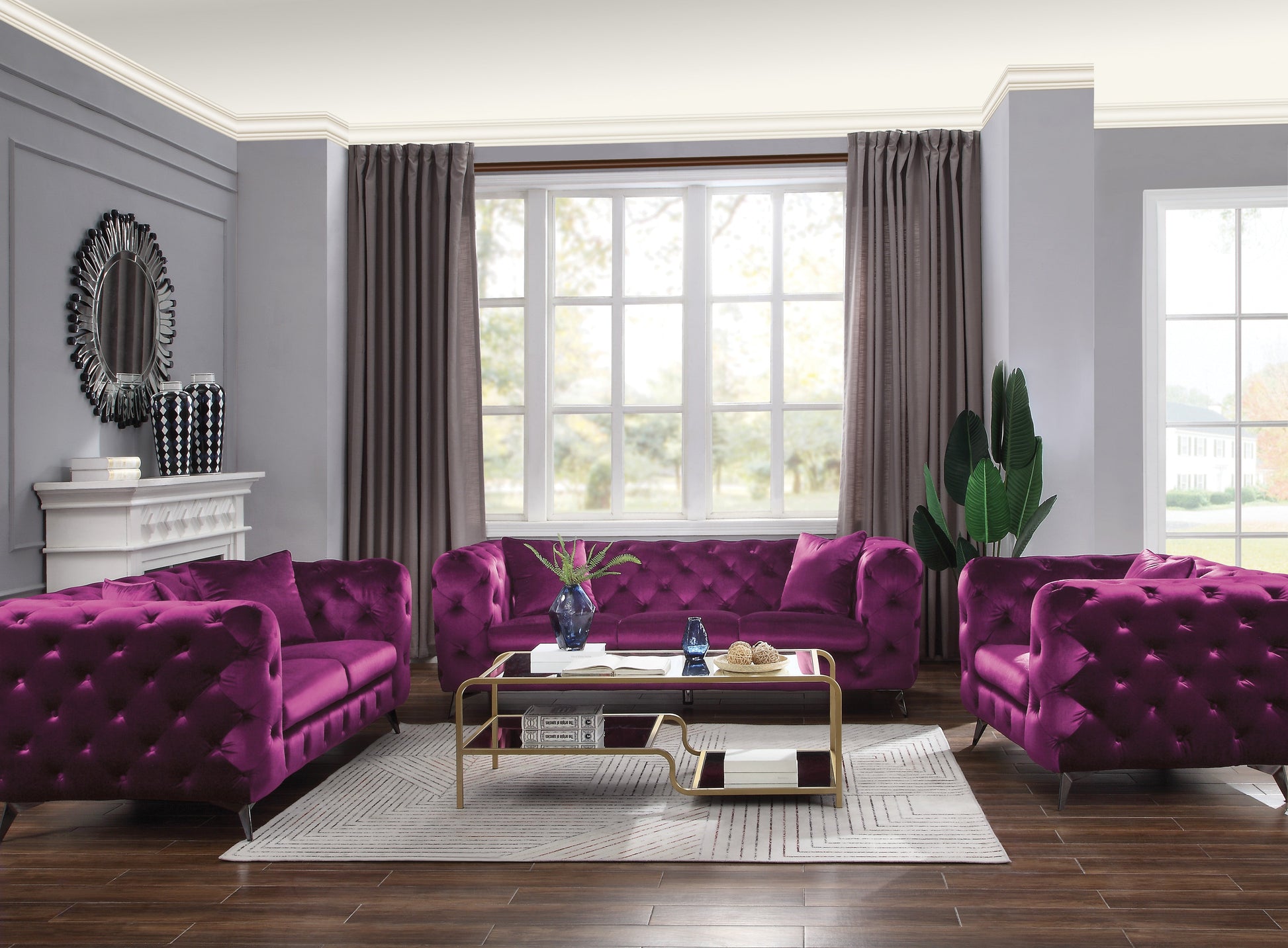 Atronia Purple Fabric Sofa ACME East