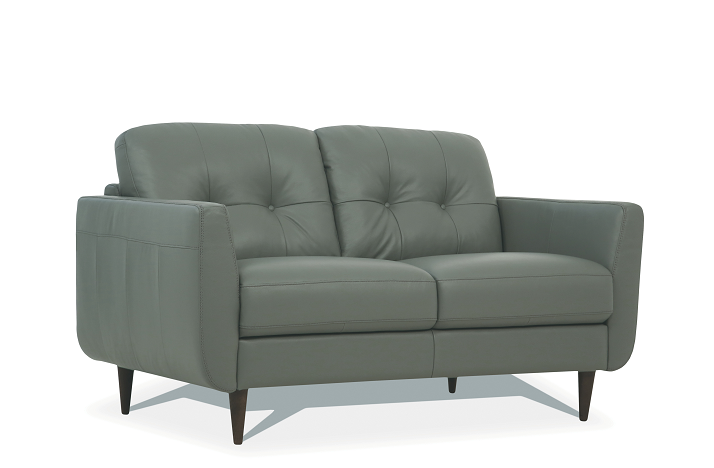 Radwan Pesto Green Leather Loveseat ACME East